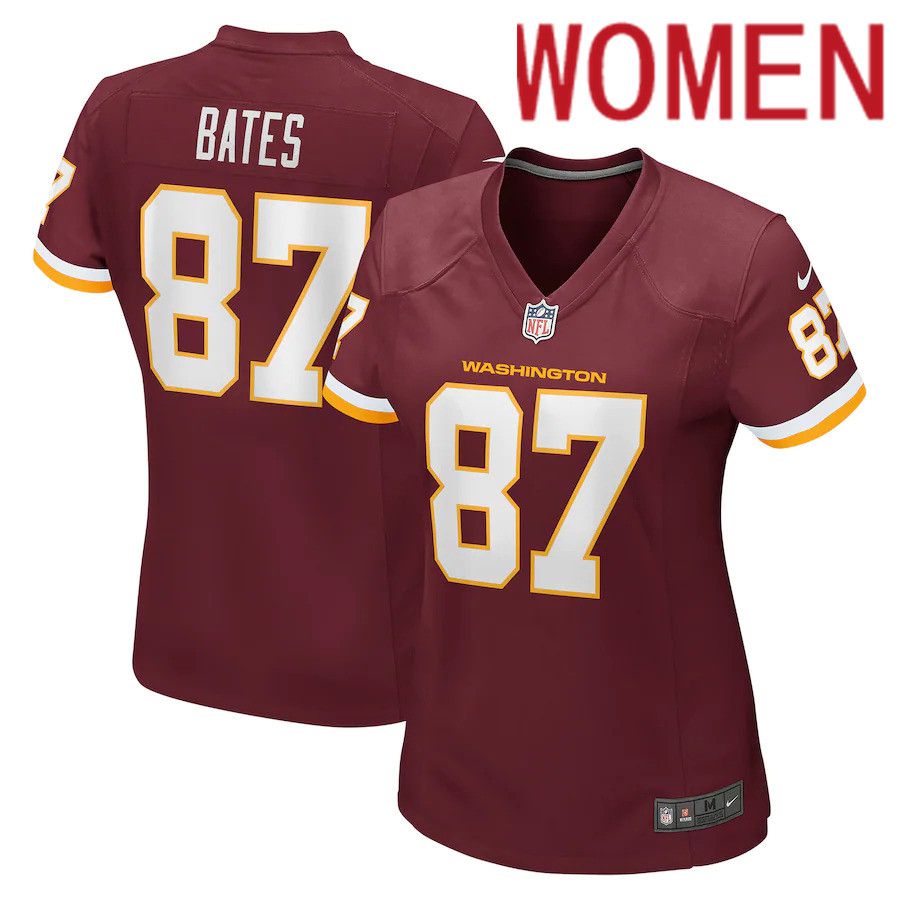 Women Washington Redskins 87 John Bates Nike Burgundy Game NFL Jersey